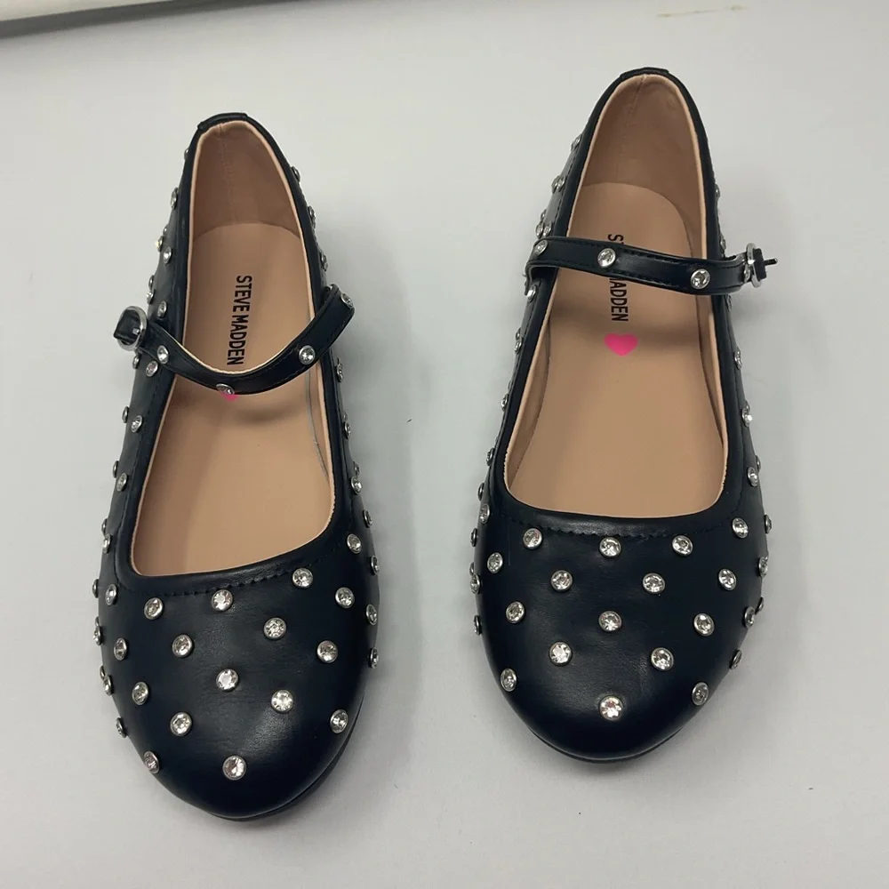 Steve Madden Kids Black Studded Mary Jane Shoes